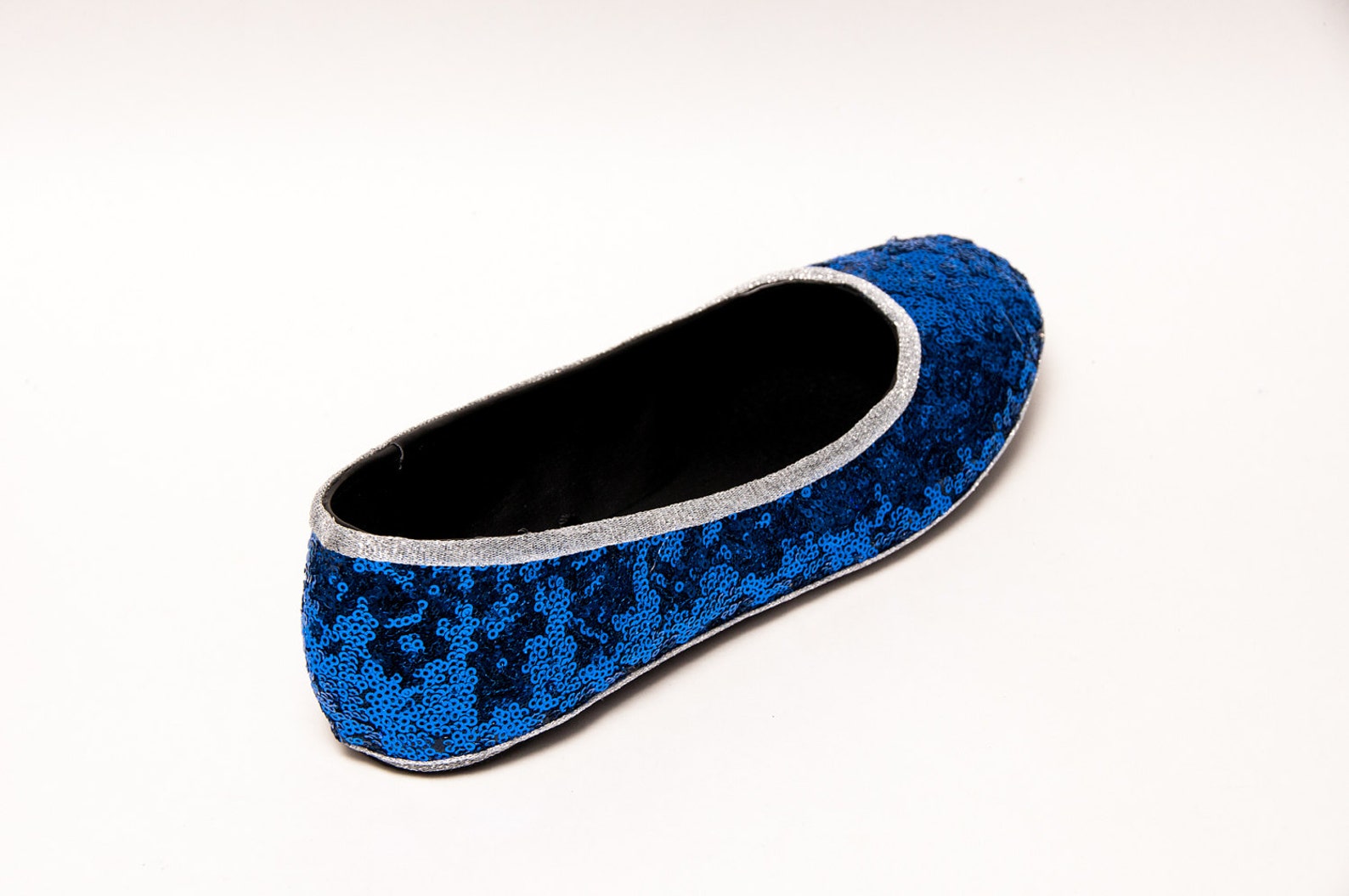 tiny sequin - starlight sapphire blue with silver accent trim custom ballet flats slippers shoes