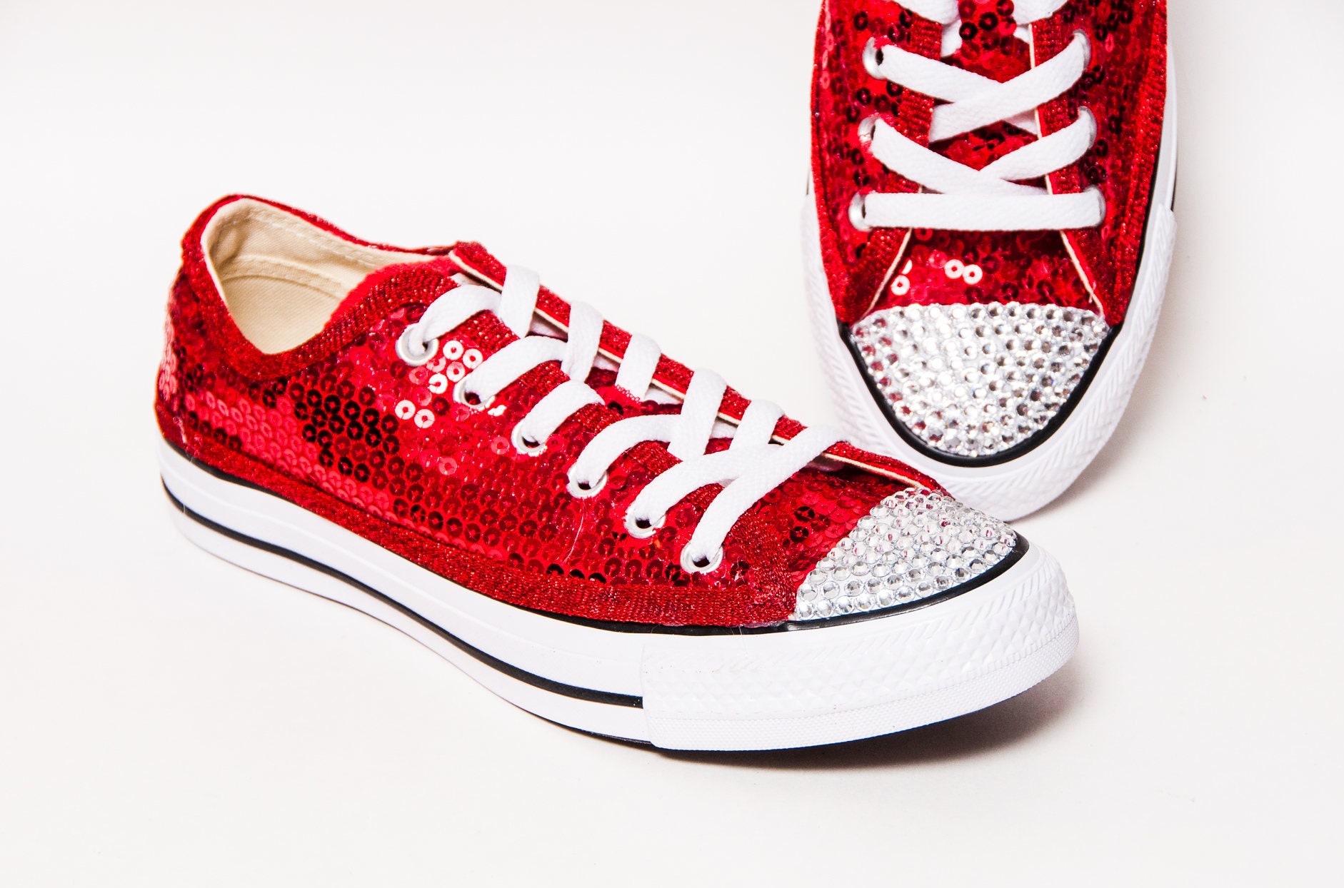 red sequin tennis shoes
