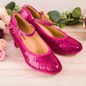 Fuchsia Hot Pink Sequin French Character Shoes Heels, Wedding Shoes, Bride, Bridesmaid, Gifts for Her image 5