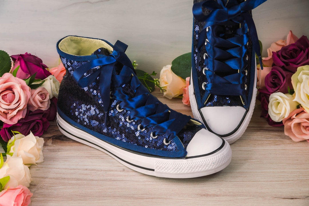 Blue Sequin Tennis Shoes