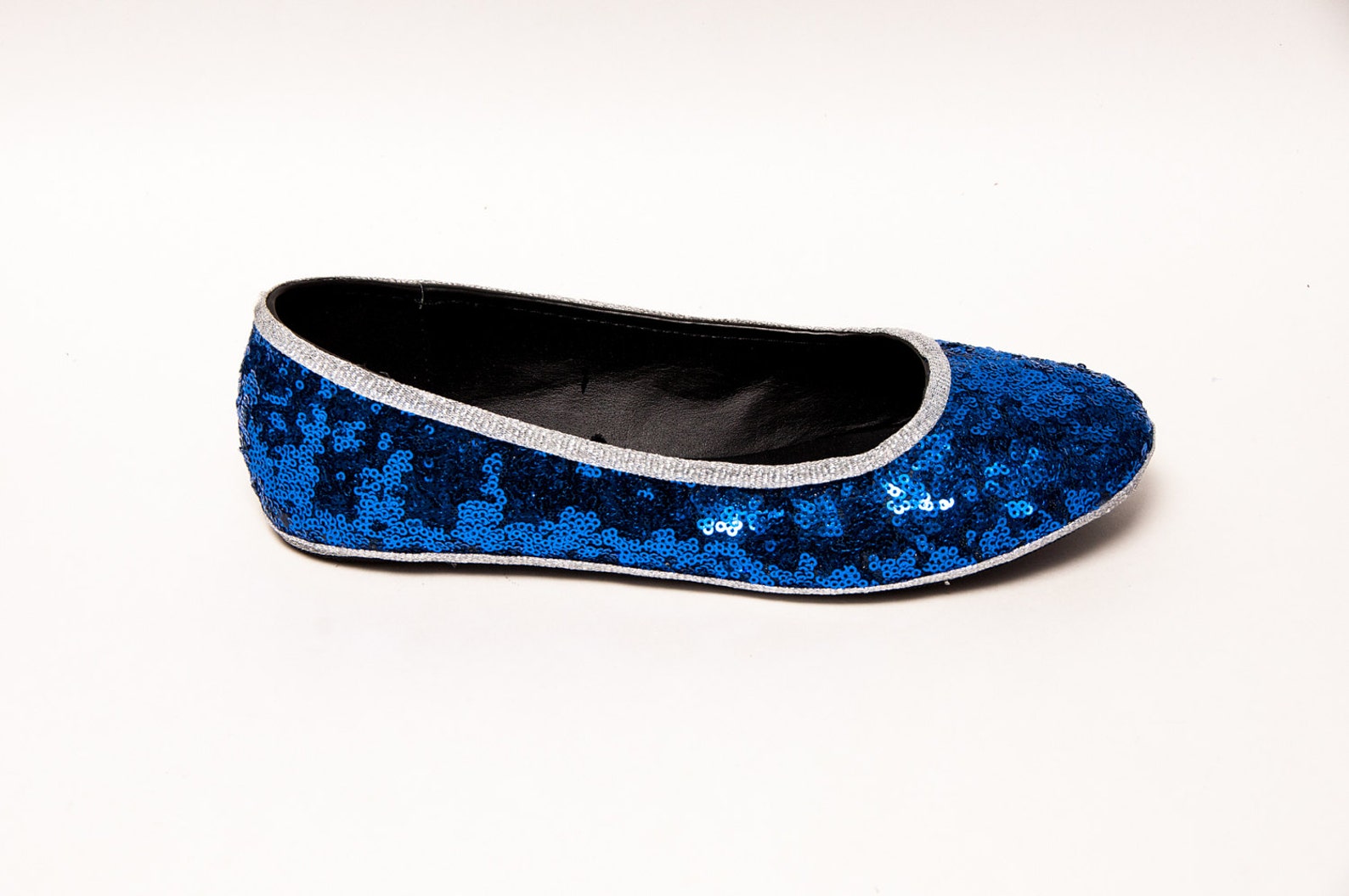 tiny sequin - starlight sapphire blue with silver accent trim custom ballet flats slippers shoes