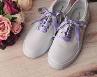 Shoelaces Two Colors, Bride Shoe Laces, Wedding Color Palette, Something Blue For Bride, Sneaker Accessories, Trendy Bride, Ribbon Shoelaces