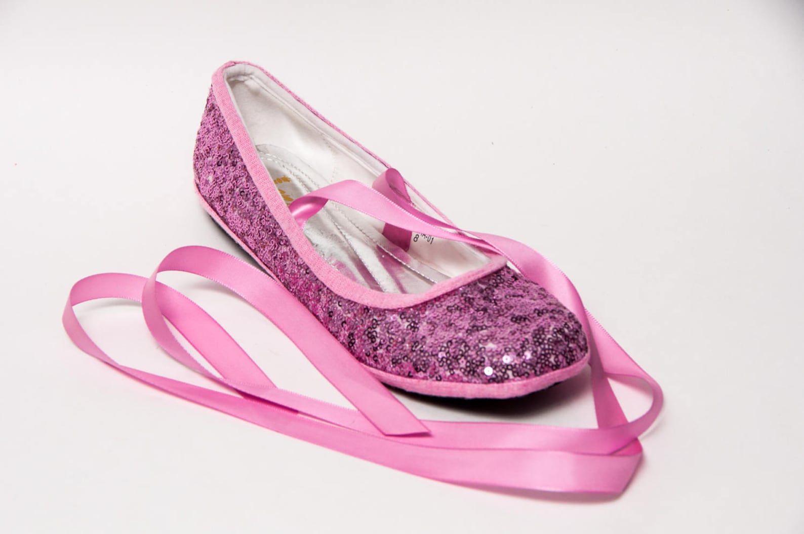 tiny sequin - blush pink ballet flats slippers shoes with matching ribbons
