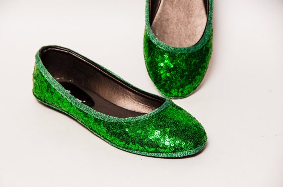 Tiny Sequin Starlight Kelly Green Ballet Flat Slippers Shoes | Etsy