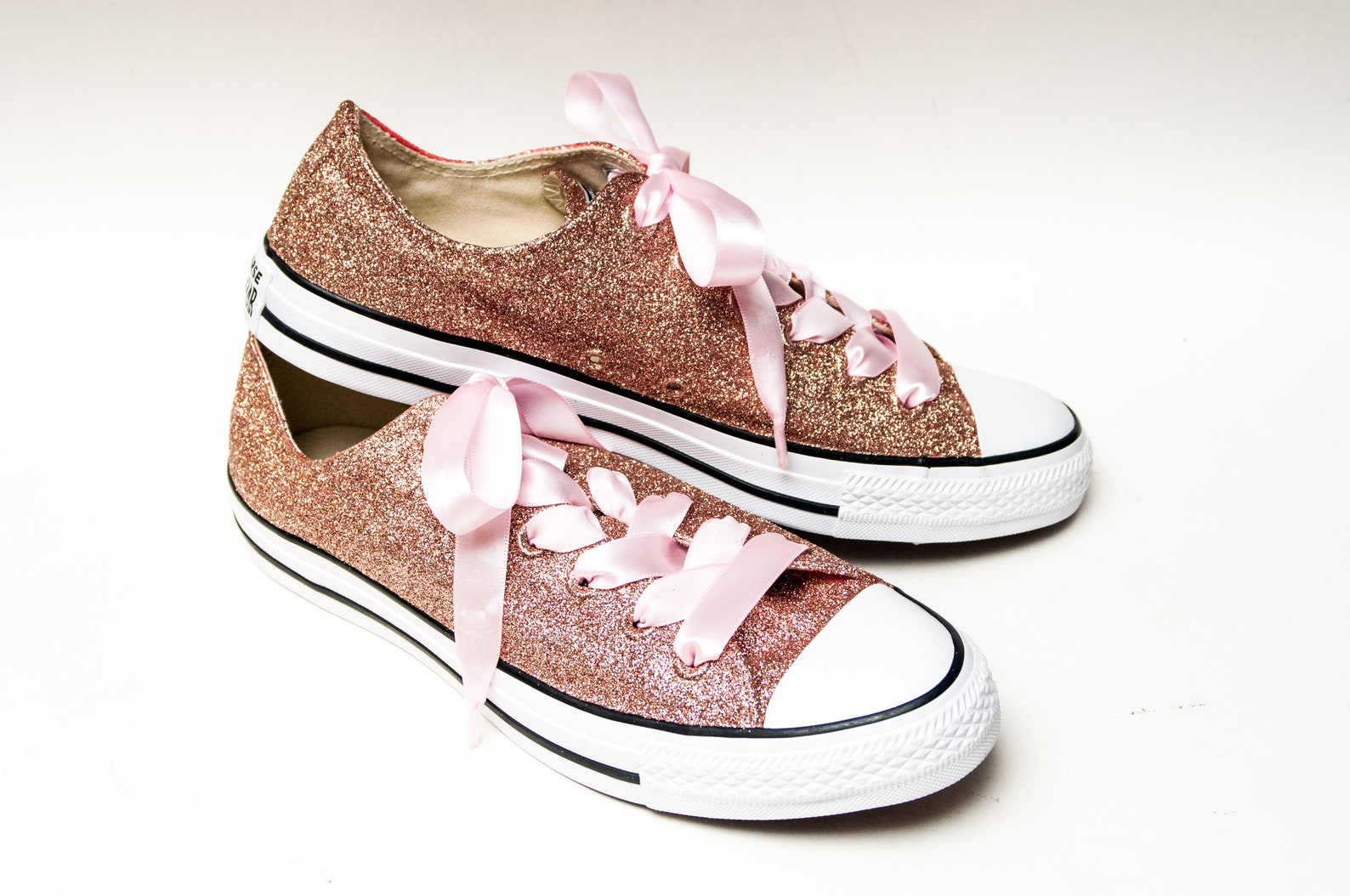 Rose Gold Glitter Converse All Star Low Top Sneakers Etsy