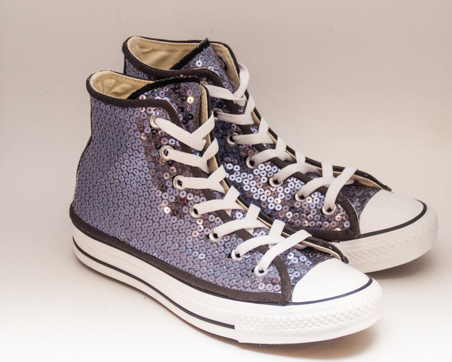Platinum Pewter Sequin Converse High Top Sneakers Etsy