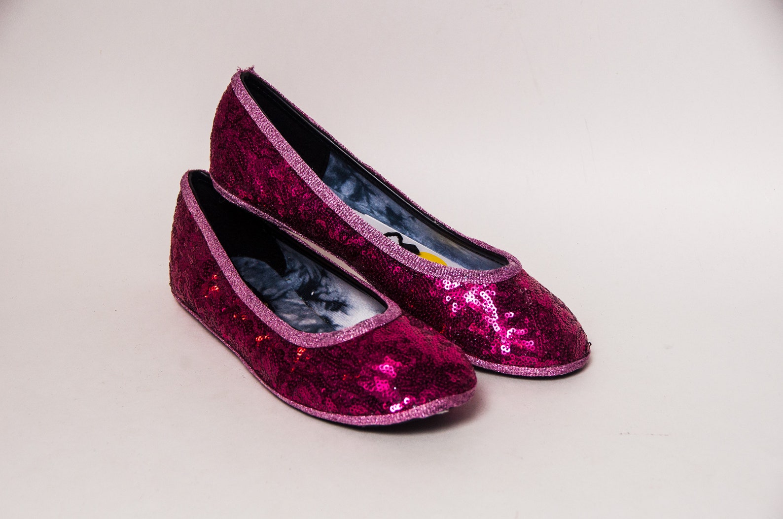 ready to ship - size 7 sequin hot fuchsia pink ballet flat slipper custom shoes