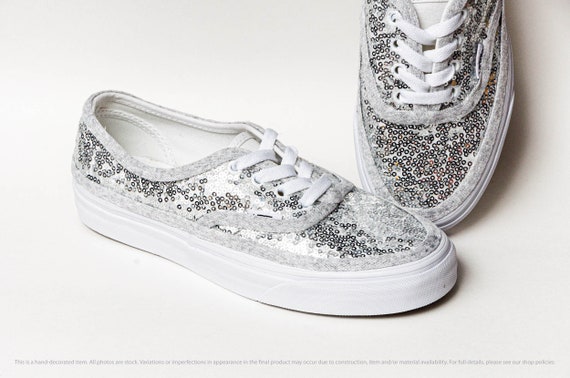 silver sequin vans shoes