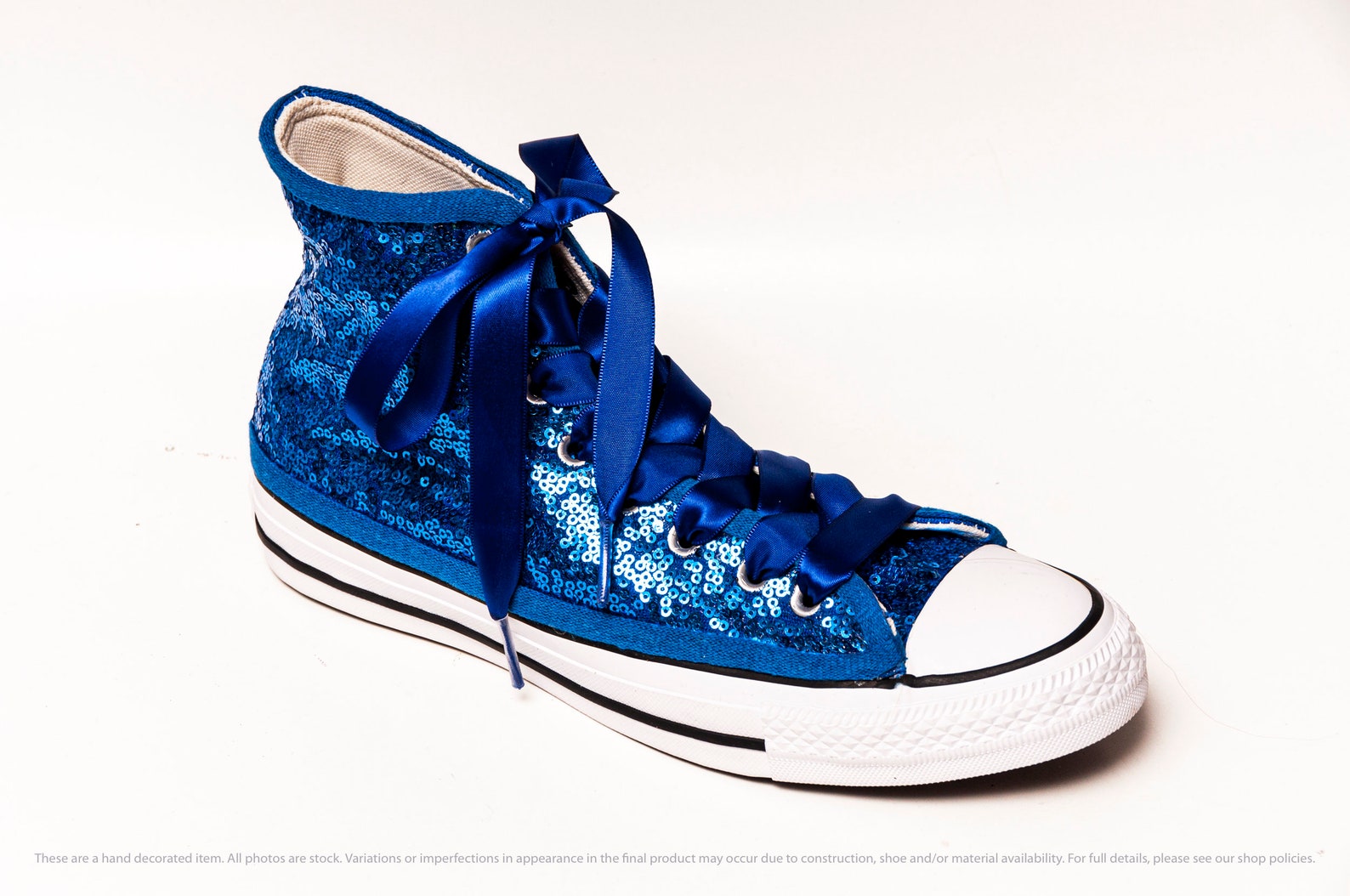 Sapphire Blue Starlight Sequin Converse High Top Sneakers Etsy