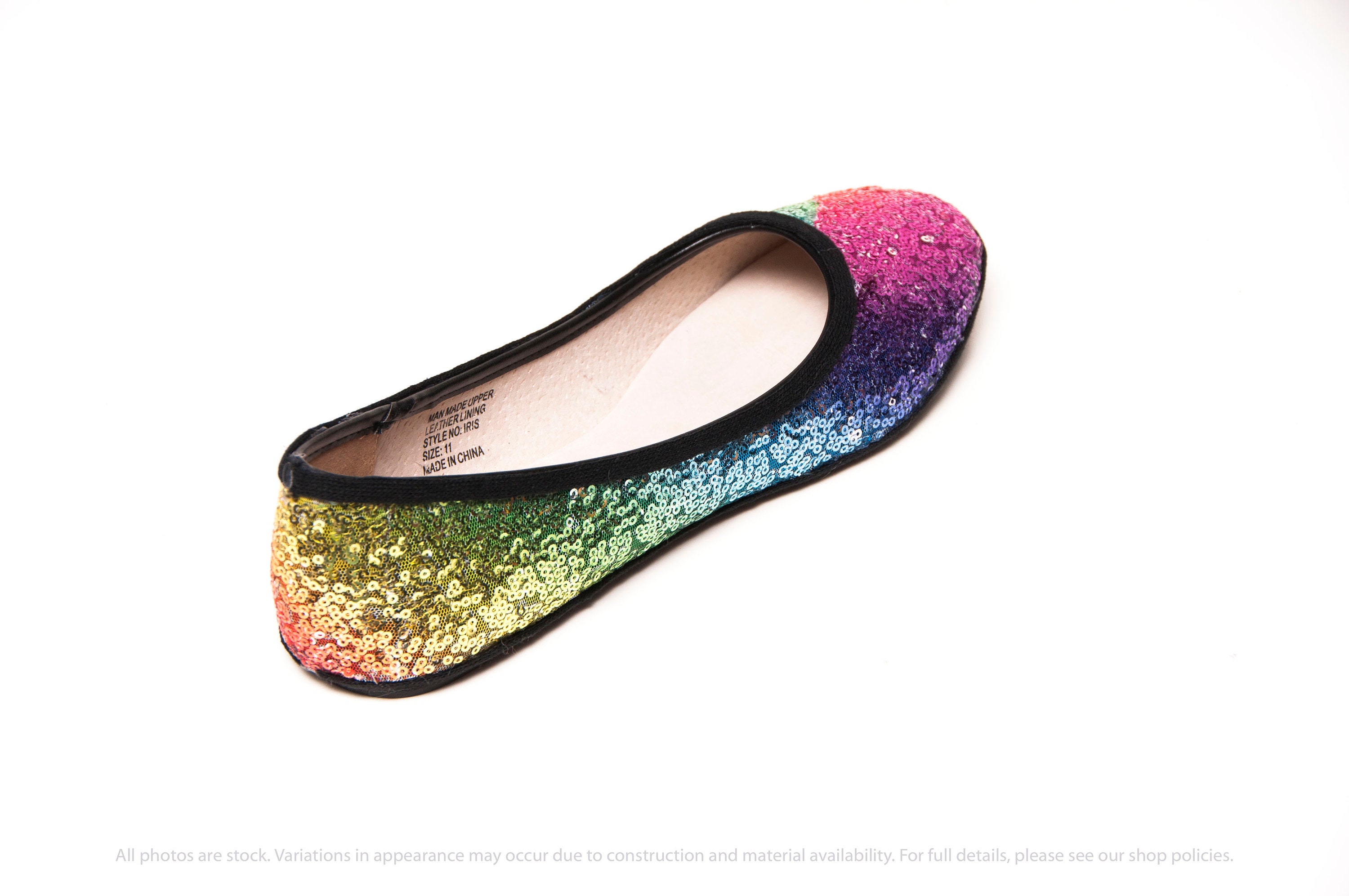 Rainbow Sequin Ballet Flats Etsy