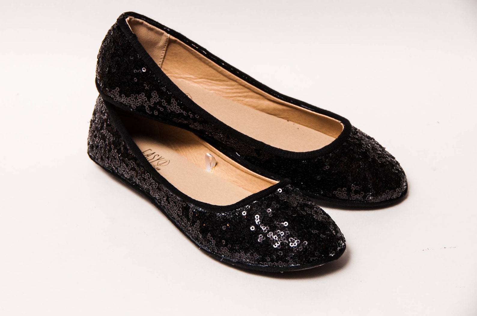 tiny sequin - starlight obsidian black ballet flats slippers shoes by princess pumps