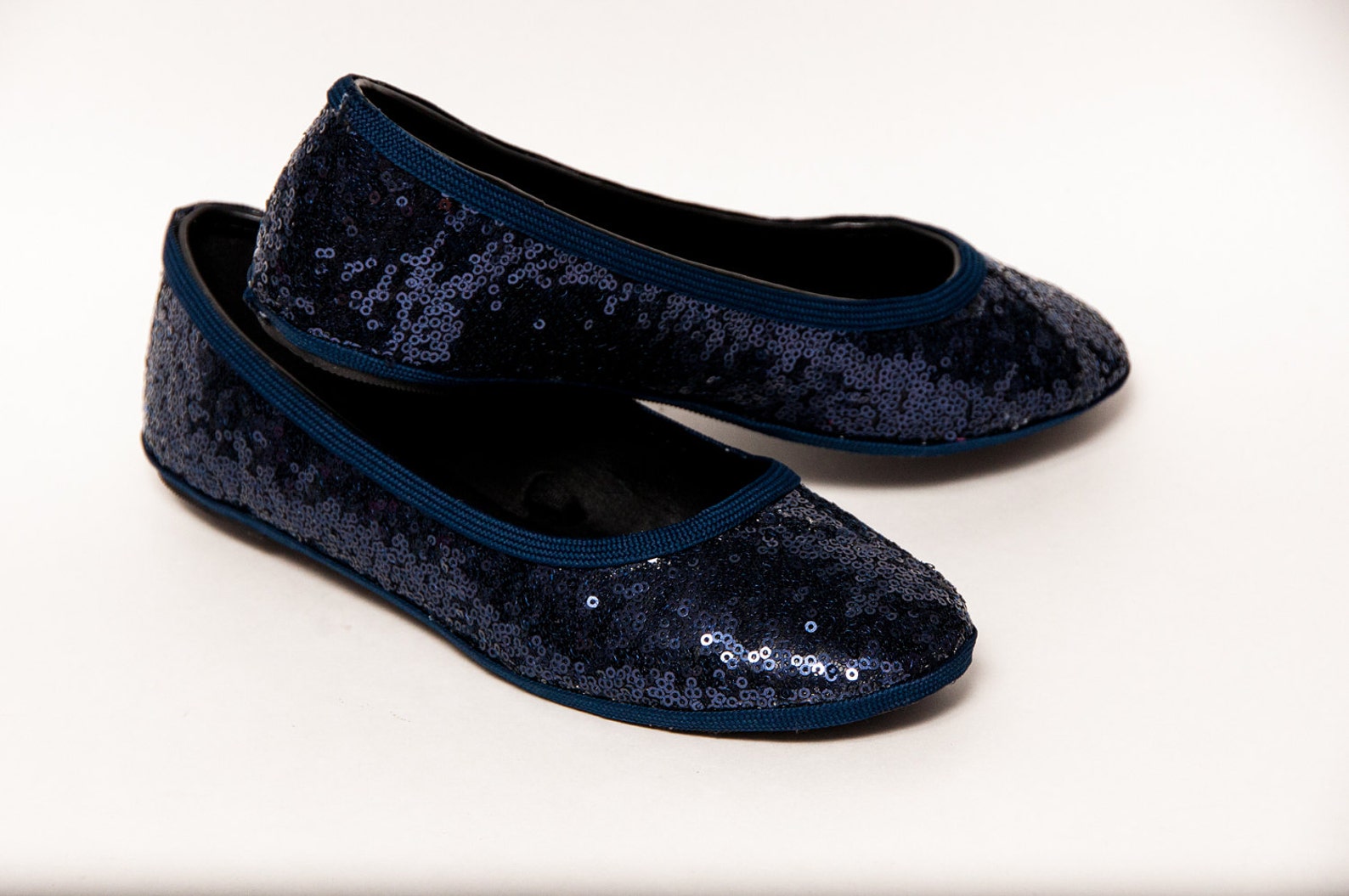 navy blue sequin flats