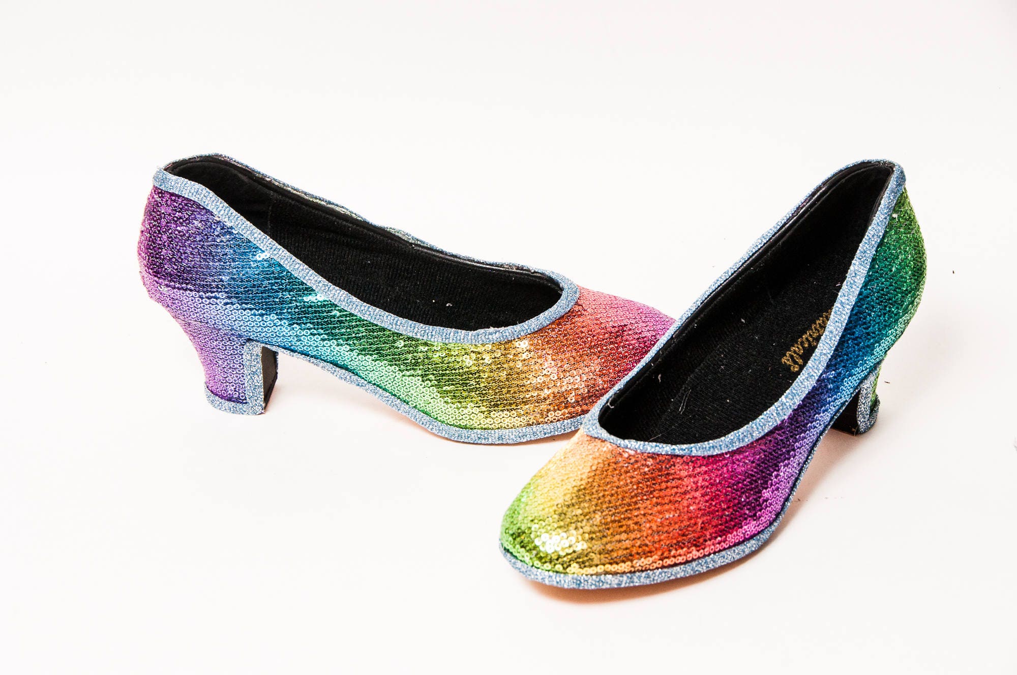 Sequin Rainbow Multi Colored French High Heels Pumps Dress Etsy