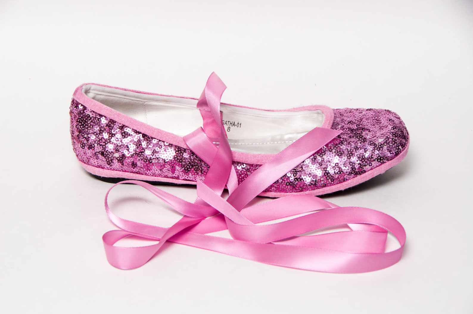 tiny sequin - blush pink ballet flats slippers shoes with matching ribbons