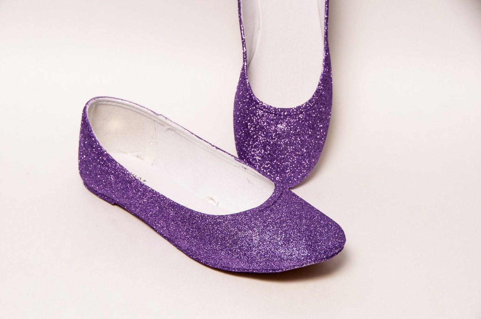 lavender purple glitter ballet flats