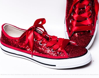 converse red sequin sneakers