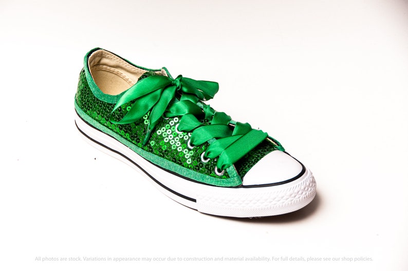 Kelly Green Sequin Converse Low Top Sneakers Etsy