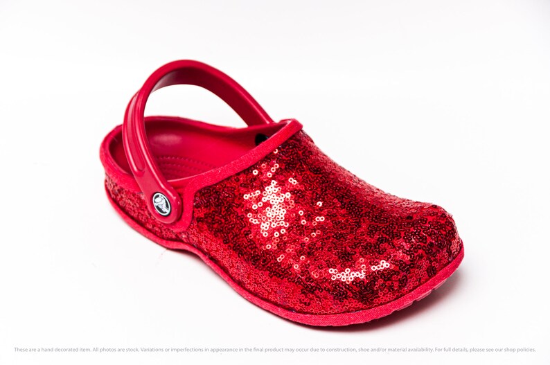 glitter red crocs
