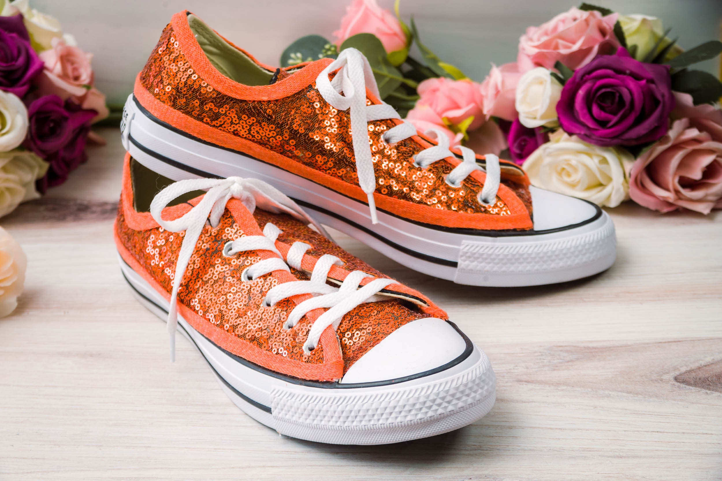 orange sparkly converse