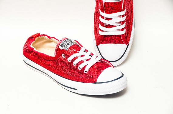 red sparkly sneakers