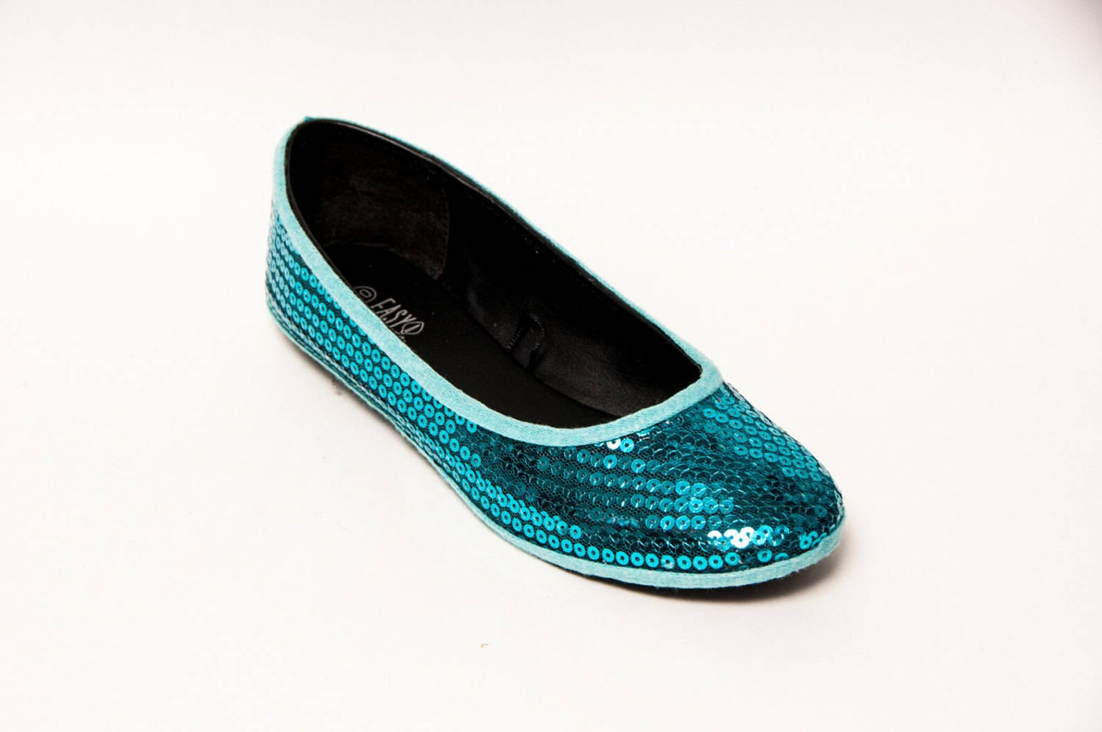 sequin - jade green blue ballet slipper flats custom shoes by princess pumps
