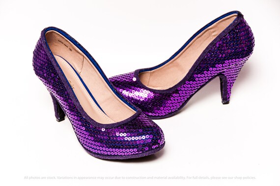 purple sequin heels
