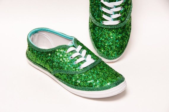 green sequin sneakers