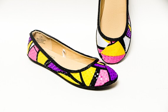 multi colored ballet flats
