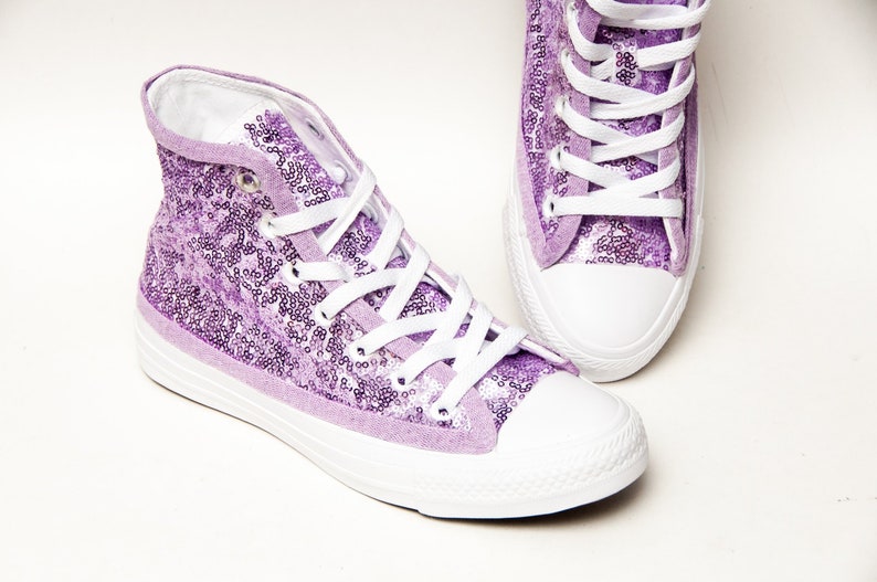 Lavender Sequin Converse® High Top Sneakers Etsy