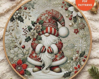 Christmas Gnome Cross Stitch Pattern PDF Festive Holiday Embroidery Design Digital Download punto de cruz, point de croix