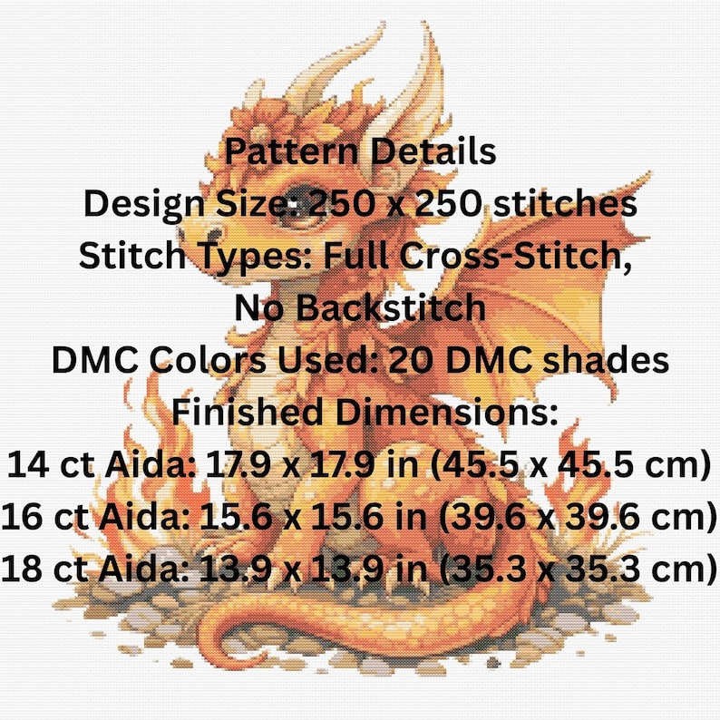 Fire Dragon Cross Stitch Pattern PDF Instant Download -fantasy Baby ...