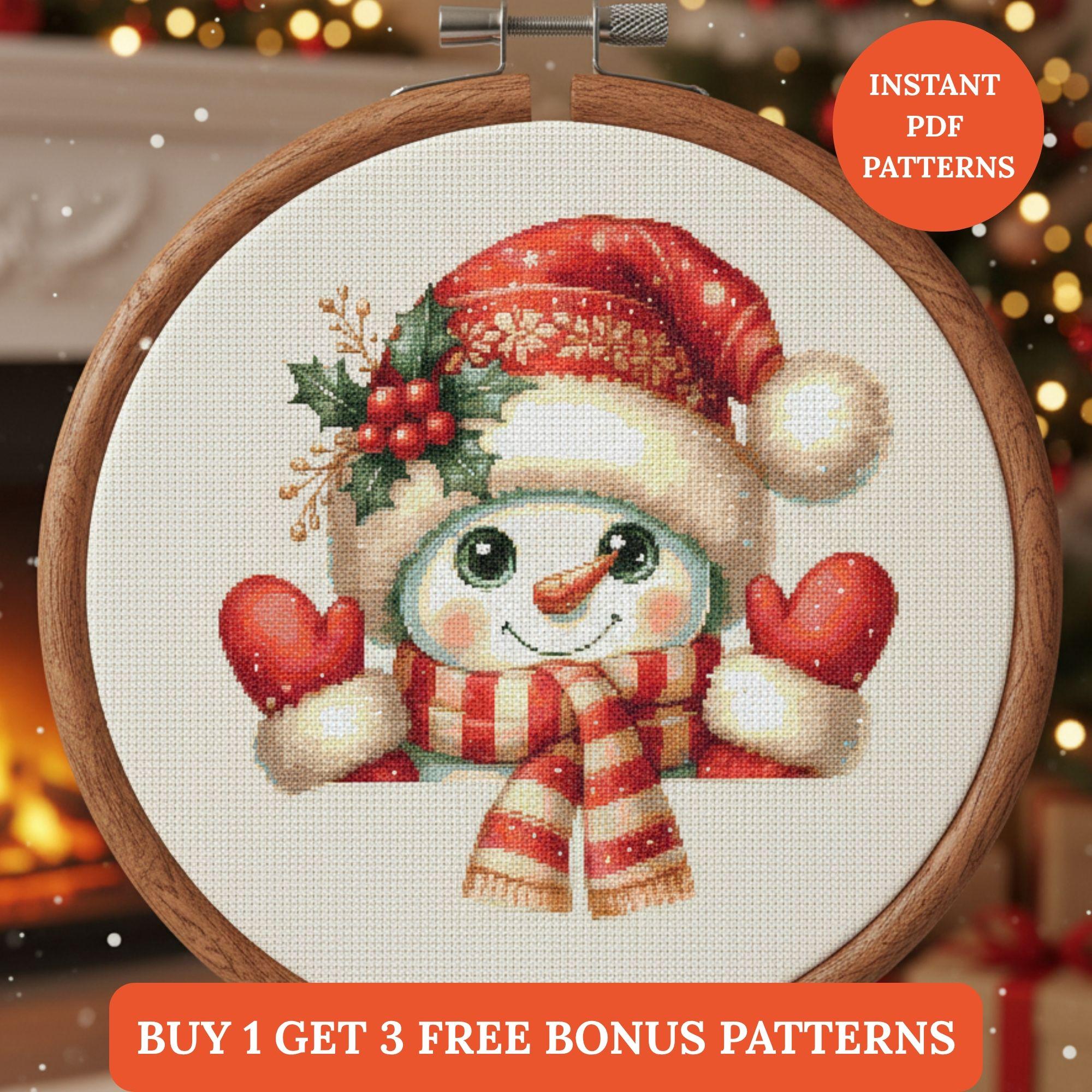 Christmas Winter Snowman Cross Stitch Pattern PDF Download Embroidery ...