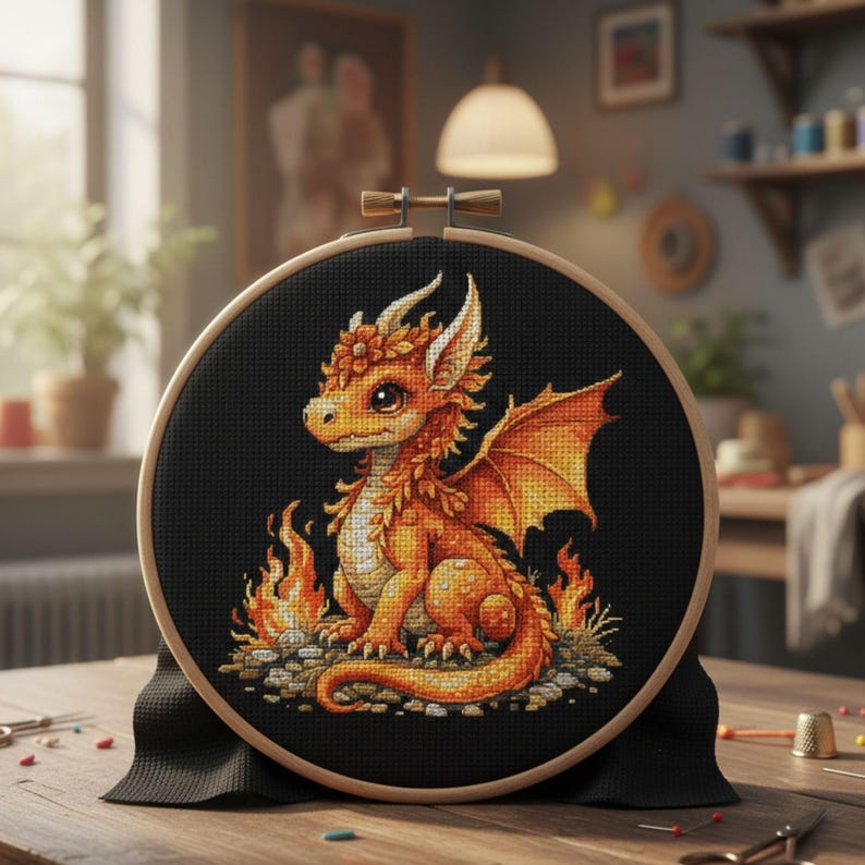 Fire Dragon Cross Stitch Pattern PDF Instant Download -fantasy Baby ...