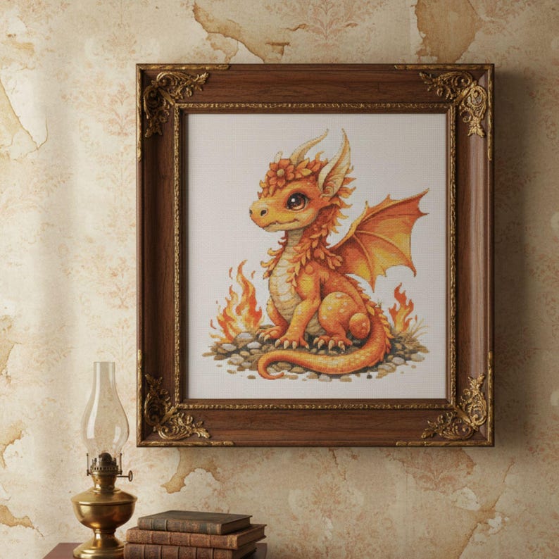 Fire Dragon Cross Stitch Pattern PDF Instant Download -fantasy Baby ...