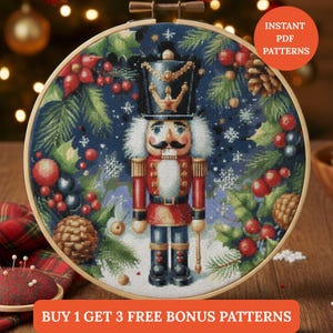 Christmas Nutcracker Cross Stitch Pattern PDF Christmas Embroidery Instand Digital Download punto de cruz, point de croix