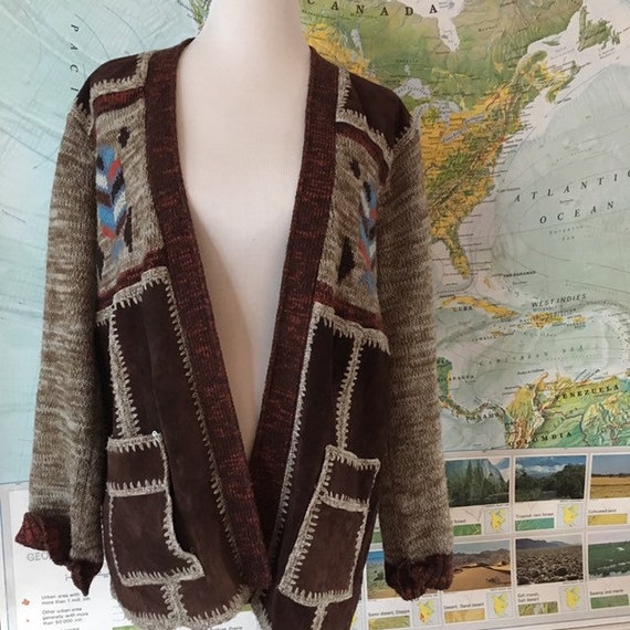 Vintage Suede Mongomery Ward Cardigan