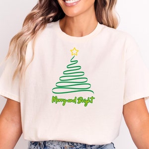Merry and Bright T-Shirt, Christmas Santa T-Shirt, Gift For Her, Gift For Him, Christmas Gift, Unisex Softstyle T-Shirt