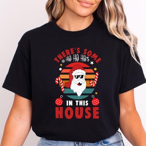 Christmas T-Shirt Ho Ho Ho Santa Women Shirts Merry Christmas Gift for Her Merry Christmas Shirt Gift for Mom Christmas Tee Gift for Him