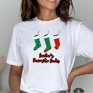 Santa&#39;s Favorite Socks T-Shirt, Christmas Santa T-Shirt, Gift For Her, Gift For Him, Christmas Gift, Unisex Softstyle T-Shirt