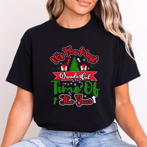 Christmas T-Shirt Wonderful Time Christmas Shirts Women Christmas Santa Gift for Her Merry Christmas Shirt Gift for Mom Christmas Tee