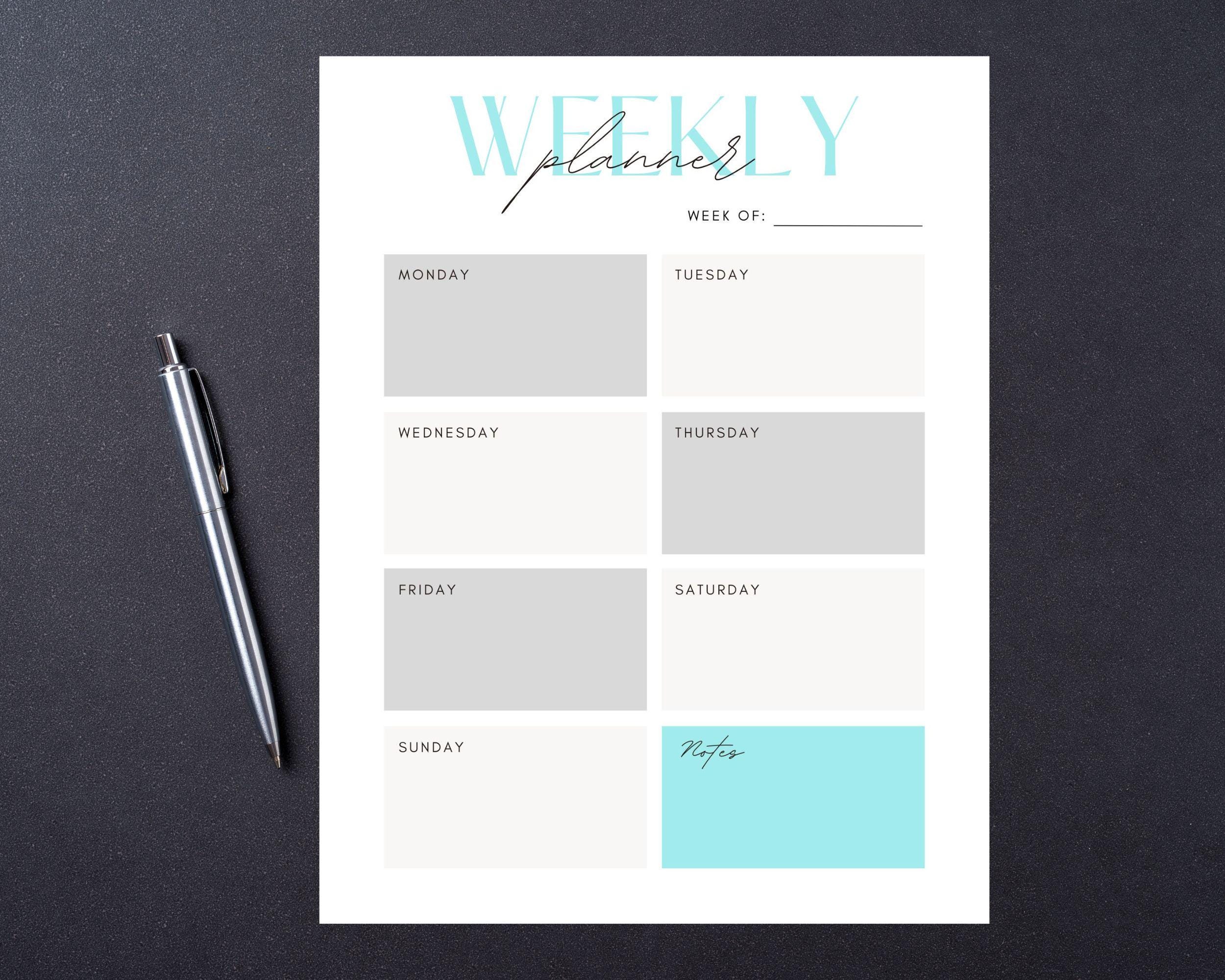 Weekly Planner Printable, Minimalist Week at A Glance, Printable Weekly ...