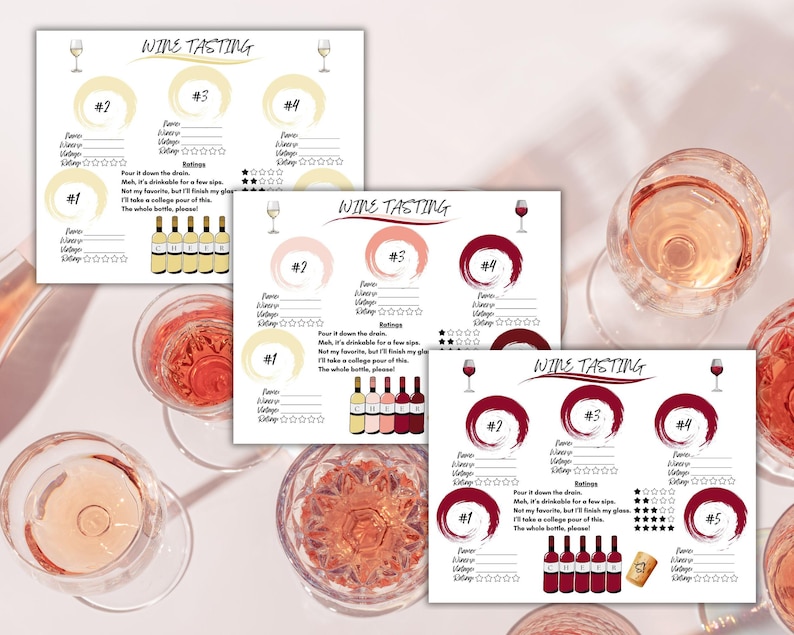 Fun Wine Tasting Scorecard Placemat; 3 Printable Sheets: Blind Tasting ...