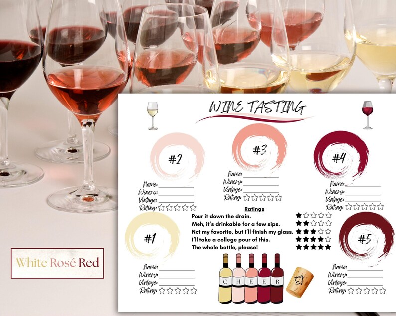 Fun Wine Tasting Scorecard Placemat; 3 Printable Sheets: Blind Tasting ...