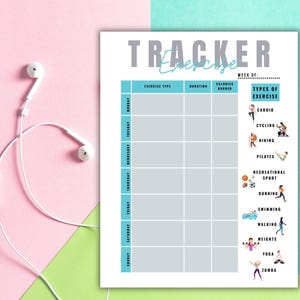 Exercise Tracking Template Fun Weekly Exercise Tracker Printable, Fitness/workout Planner Template ...