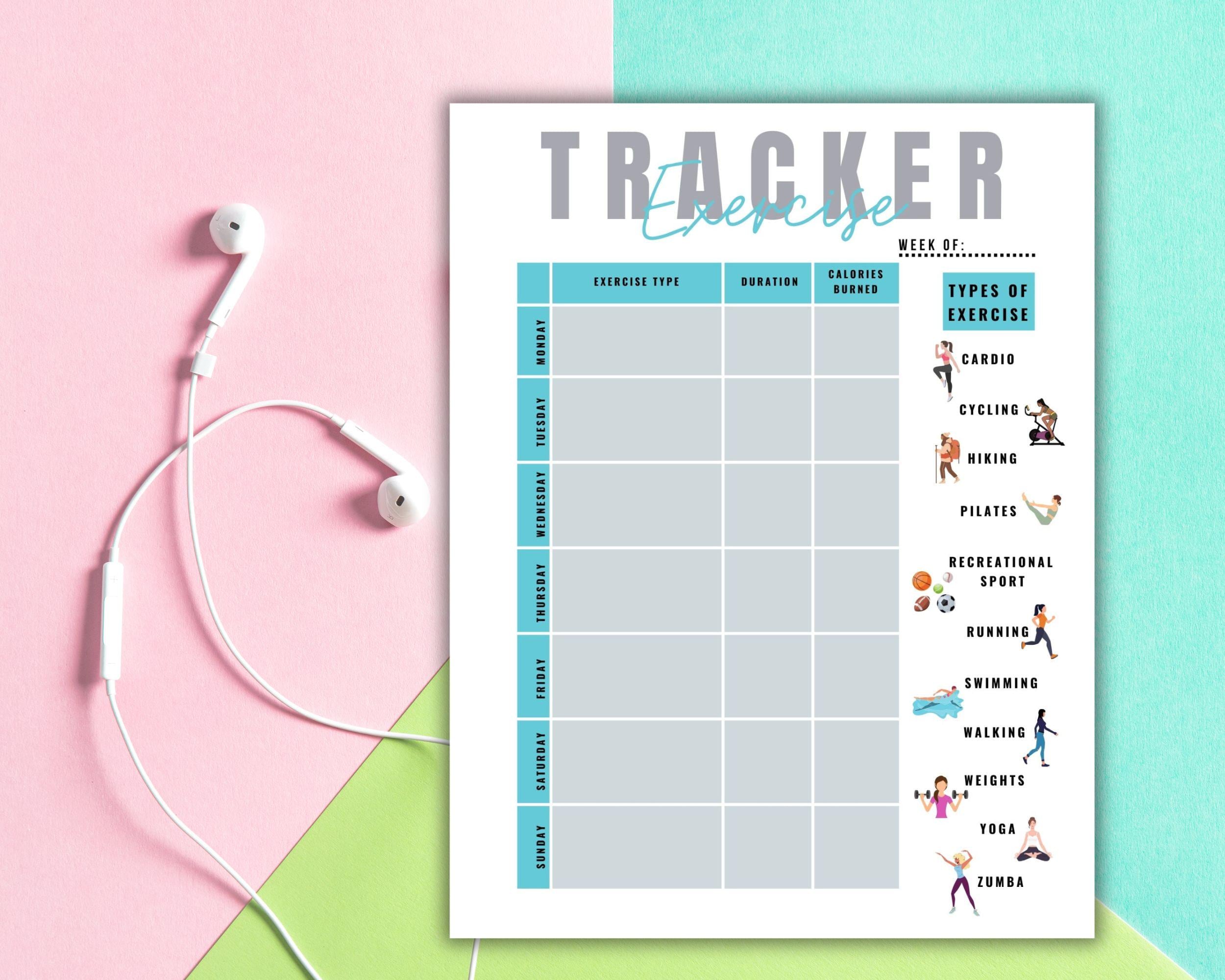 Exercise Weekly Timer Weekly Exercise Tracker Printable, Fitness/workout Planner Template ...