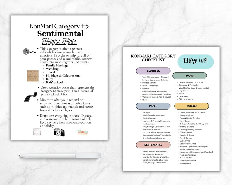 Konmari Decluttering Guide &amp; Checklist, Marie Kondo Category List ...