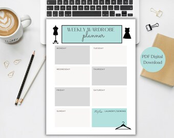 Weekly Outfit Planner Printable: Minimalist Fashion Wardrobe Template  (PDF Digital Download)
