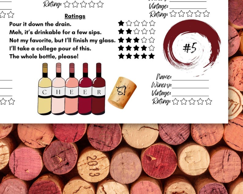 Fun Wine Tasting Scorecard Placemat; 3 Printable Sheets: Blind Tasting ...