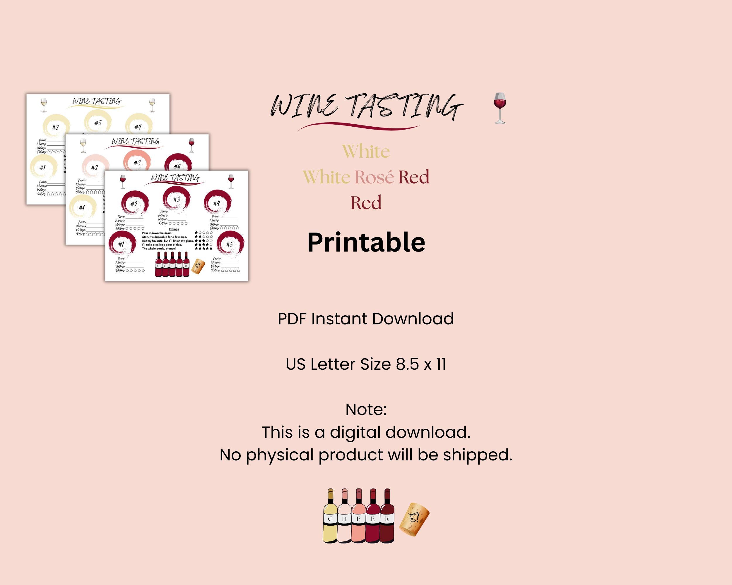 Fun Wine Tasting Scorecard Placemat; 3 Printable Sheets: Blind Tasting ...