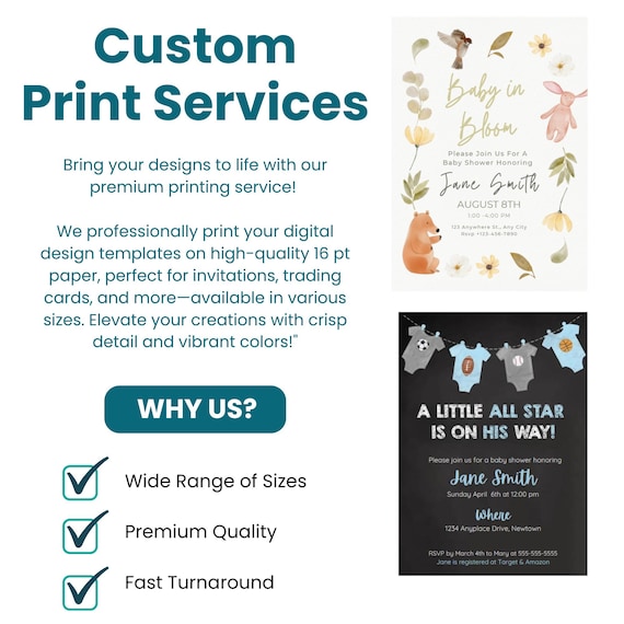 Custom Printing Services – Business Cards, Invitations on 16 pt Cardstock